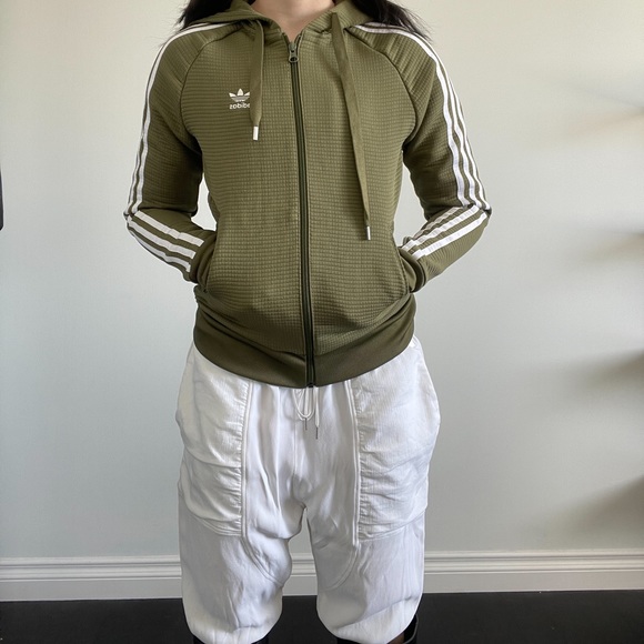 Olive green Adidas track jacket - Picture 2 of 6